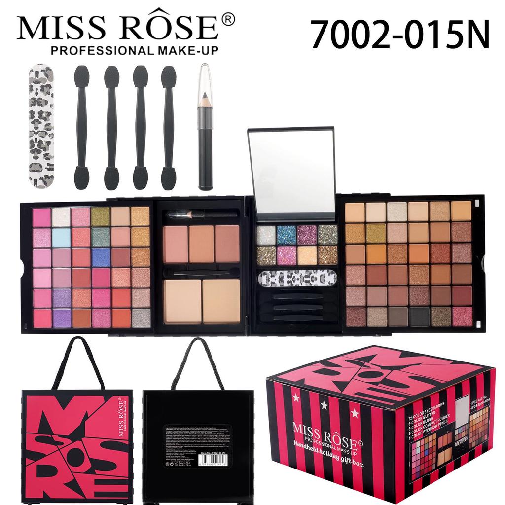 Σετ Παλέτα Μακιγιάζ Ματιών MISSROSE: Περιλαμβάνει Σκιά Ματιών, Lip Gloss, Κραγιόν, Ρουζ, Highlighter και Πούδρα Compact.