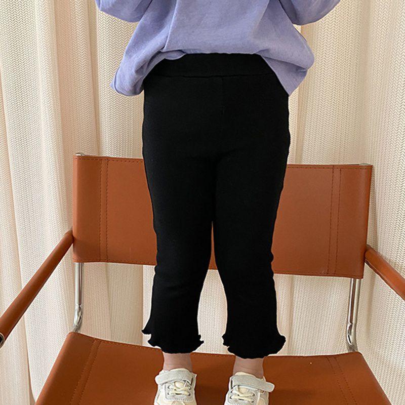 Mädchenhosen, Kinderhosen, hochelastische, ausgestellte Hosen aus Fadenstrick und Spitze