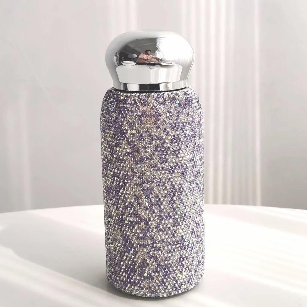 Violette Voll-Strass Luxus Isolierte 304 Edelstahl Wasserbecher