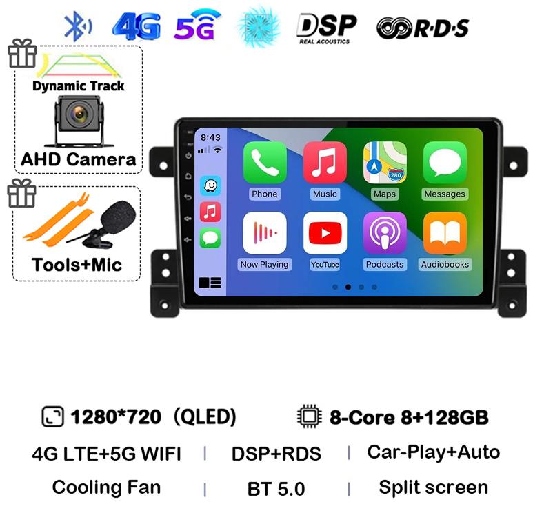 Android 14 Carplay Auto 4G+WiFi DSP For Suzuki Grand Vitara 2005-2015 Car Radio Multimedia Video Player GPS Head Unit Stereo BT