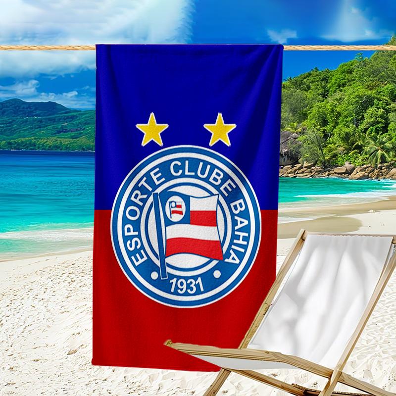 Bahia Fc Crest Emblem Printed Beach Towel, Super Soft Microfiber, Perfect Gift Birthday, for Pool, Beach, Travel, for Family and Friends