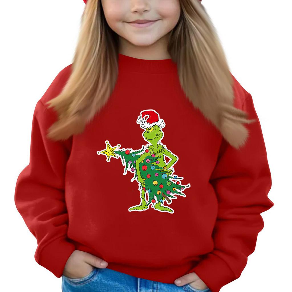Christmas Day Girls Round Neck Pullovers For Kids Printed Baby Tops