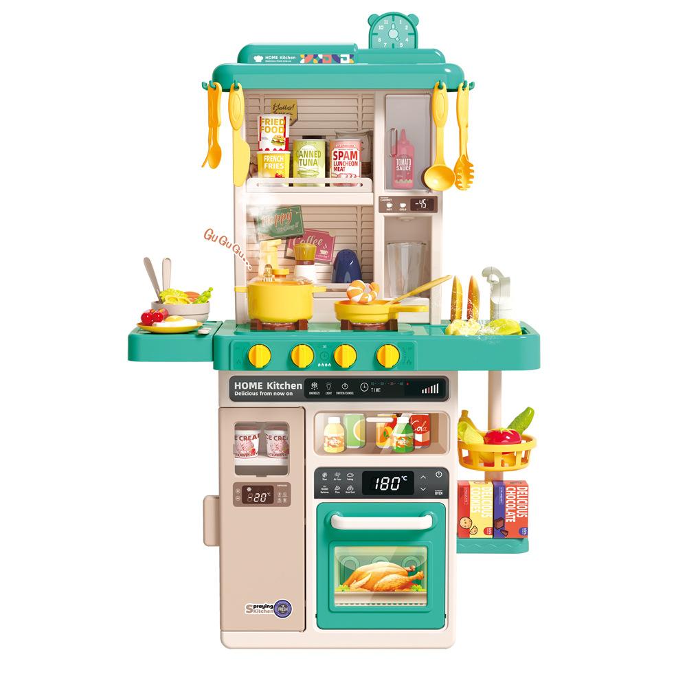 Playing House Children'S Light Music 93Cm Steam Outlet Water Spray Kitchen Cooking Utensils Table Set Toys