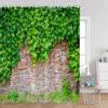 Green Vines Wall Shower Curtains Green Plants Greenery Bathroom Decorations Vintage Landscape Polyester Bath Curtains With Hooks