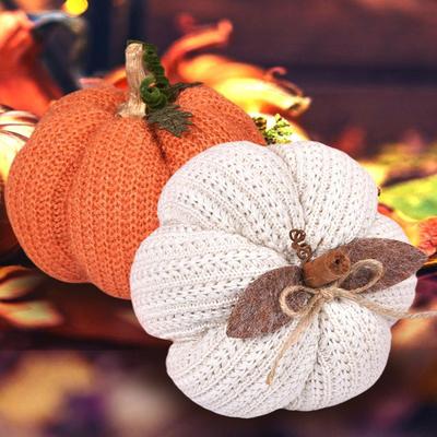 Crochet Pumpkins Handmade Fall Decor Knitted Pumpkin Ornaments for Thanksgiving Halloween Home Table Centerpiece Decorations