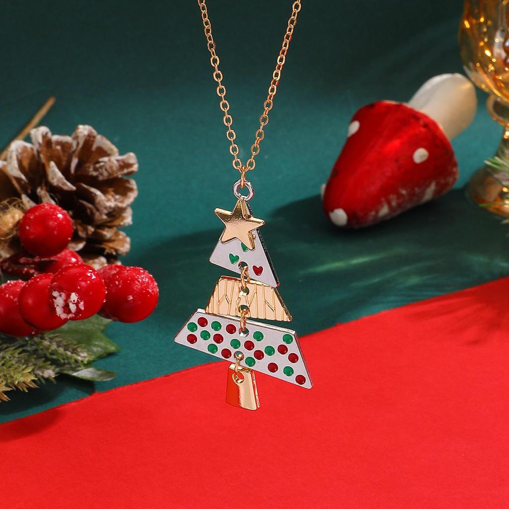 European & American Patchwork Alloy Christmas Tree Earrings for Women - Festive Fashion Party Accessory