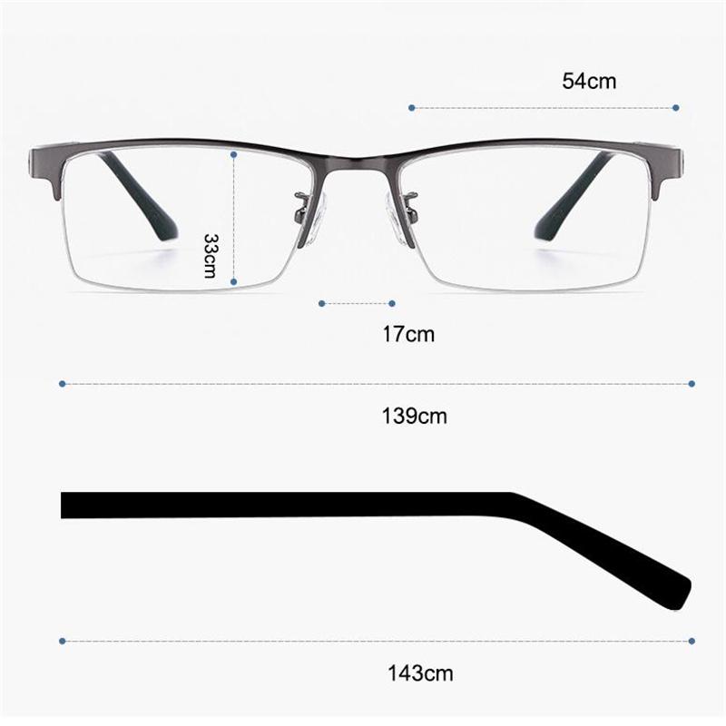 Half Frame Sun Photochromic Gray Customize Prescription Eyeglasses +Metal Square Short-Sight Eyewear 0 -0.5 -0.75 To -6.0