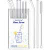 4-Pack Reble Glass Straw, Size 8.5''x10 MM,Including 2 Straight and 2 Bent with 2 Cleaning Brush- Perfect For Smoothies, Tea, Juice