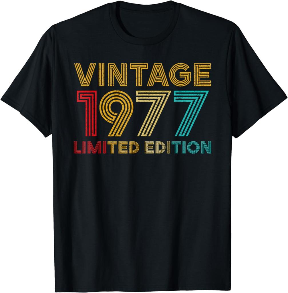 45 Years Old Vintage 1977 Limited Edition 45th Birthday T-Shirt Graphic Birthday Gift Custom Printed Short Sleeve Shirts Y2k