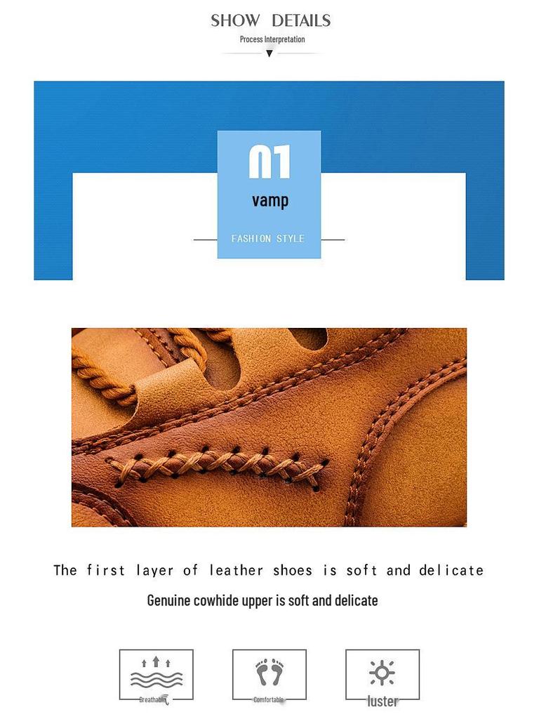 Men's Spring Plus Size Handcrafted Leather Casual Lace-up Shoes