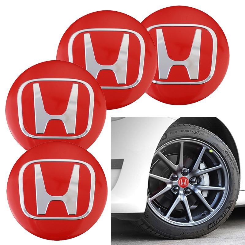

4Pcs Car Accessories Wheel Hub Center Metal Decals Sticker For Honda Civic Fit Jazz Accord Pilot CRV Odyssey Passport City HRV