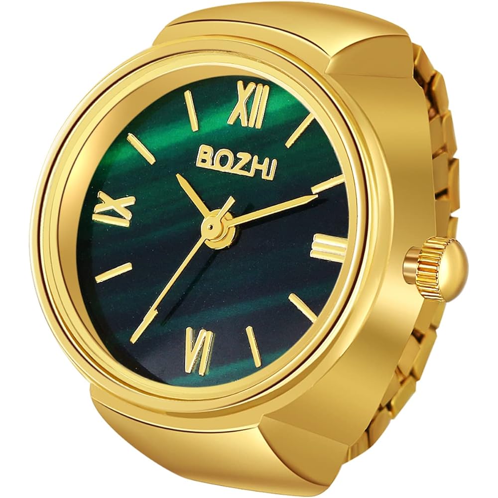 Jewelrywe Gradient Ring Watch with Numeric Dial and Striped Surface for Men and Women Accessories