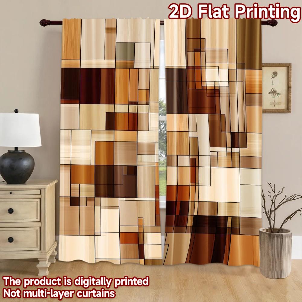 2D flat Photography Backdrop Background Banner Geometric Brown Grid 100% Polyester Family Party Decoration for Bedroom