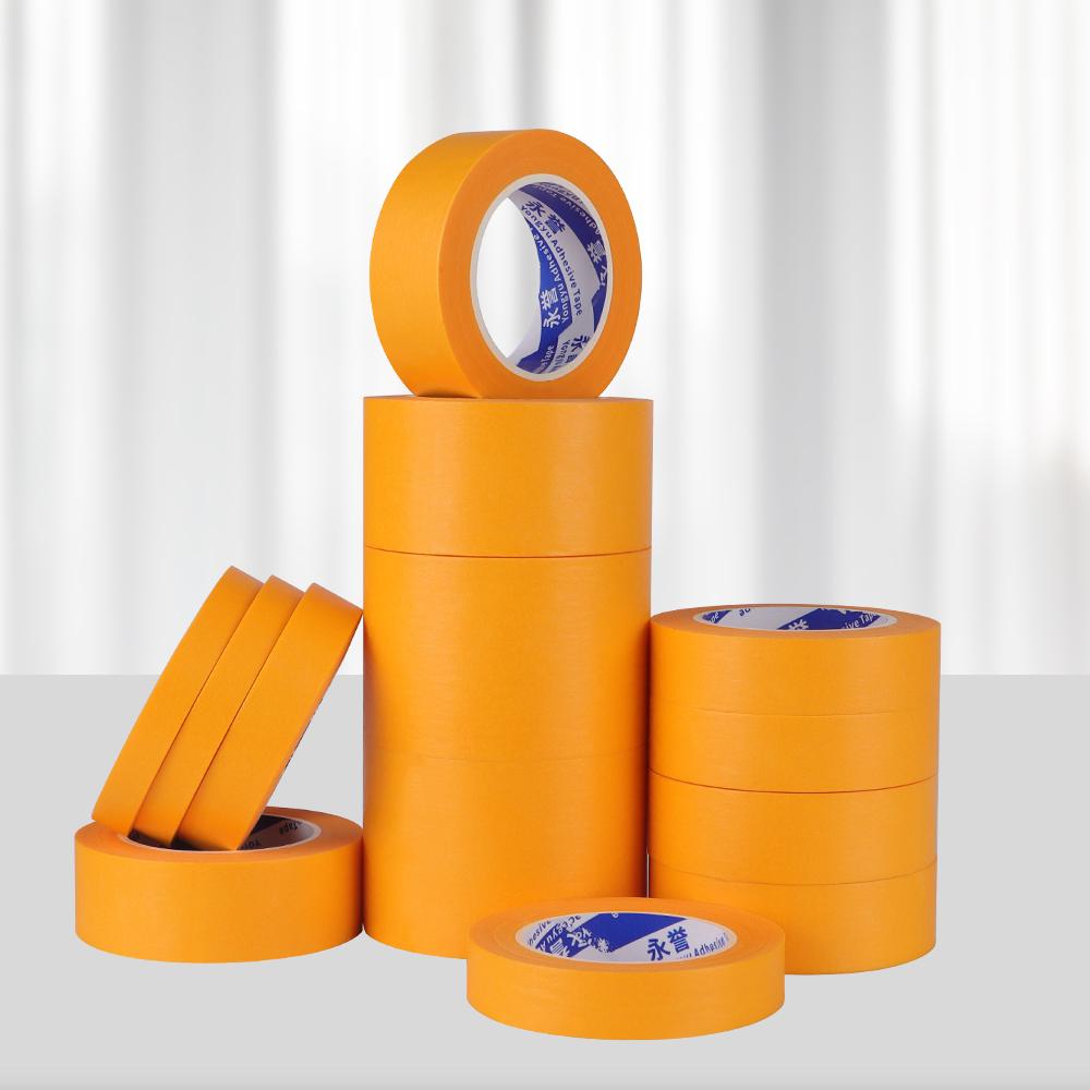 Orange General Purpose Masking Tapes Strong Masking Tape Car Painting No-trace Adhesive Tape Walls Paint Protection Crepe PaperPinstriping Tape 3