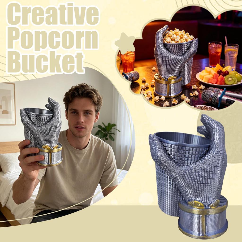 3D Printed Glove Shaped Popcorn Bucket Movie Night Snack Container for Home Theater and Collectible Display