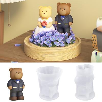 3D Cute Bear Silicone Mold DIY Valentine's Day Gift Gypsum Ornament Mold Bear Candle Cake Mold
