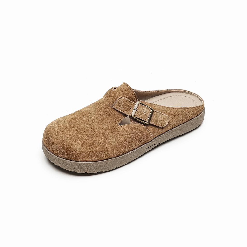 Thick-soled retro one-pedal outer wear bag head half slippers women's soft bottom