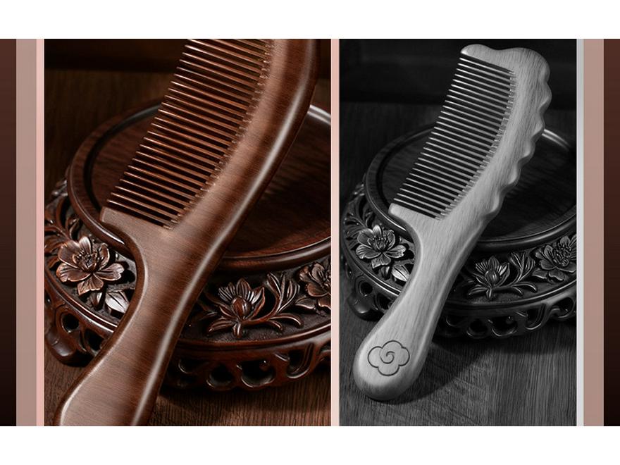 Sandalwood Wide-Tooth Comb - Anti-static Wooden Hair Comb for Men & Women, Portable Massage Brush for Straight Hair