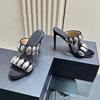 Fashion Star style Luxury Sequined Metal Rivet Decor Women Sandals Slippres Fashion Summer High Heels Mules Slides Female Party Shoes