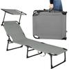 Chaise longue de jardin Fauteuil d'été avec pare-soleil Chaise longue de plage pliante 57 x 188 cm avec poignées de transport