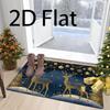 2D Flat Printing Light Luxury Starry Christmas Front Door Mat, Dark Blue Gilded Double Reindeer Non-Slip Floor Mat, Nordic Style Snowflake Christmas B