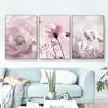 Lindas flores florescendo mulher senhora lona arte de parede impressões pintura moda blush selvagem botânico pôsteres sala de estar decoração imagem