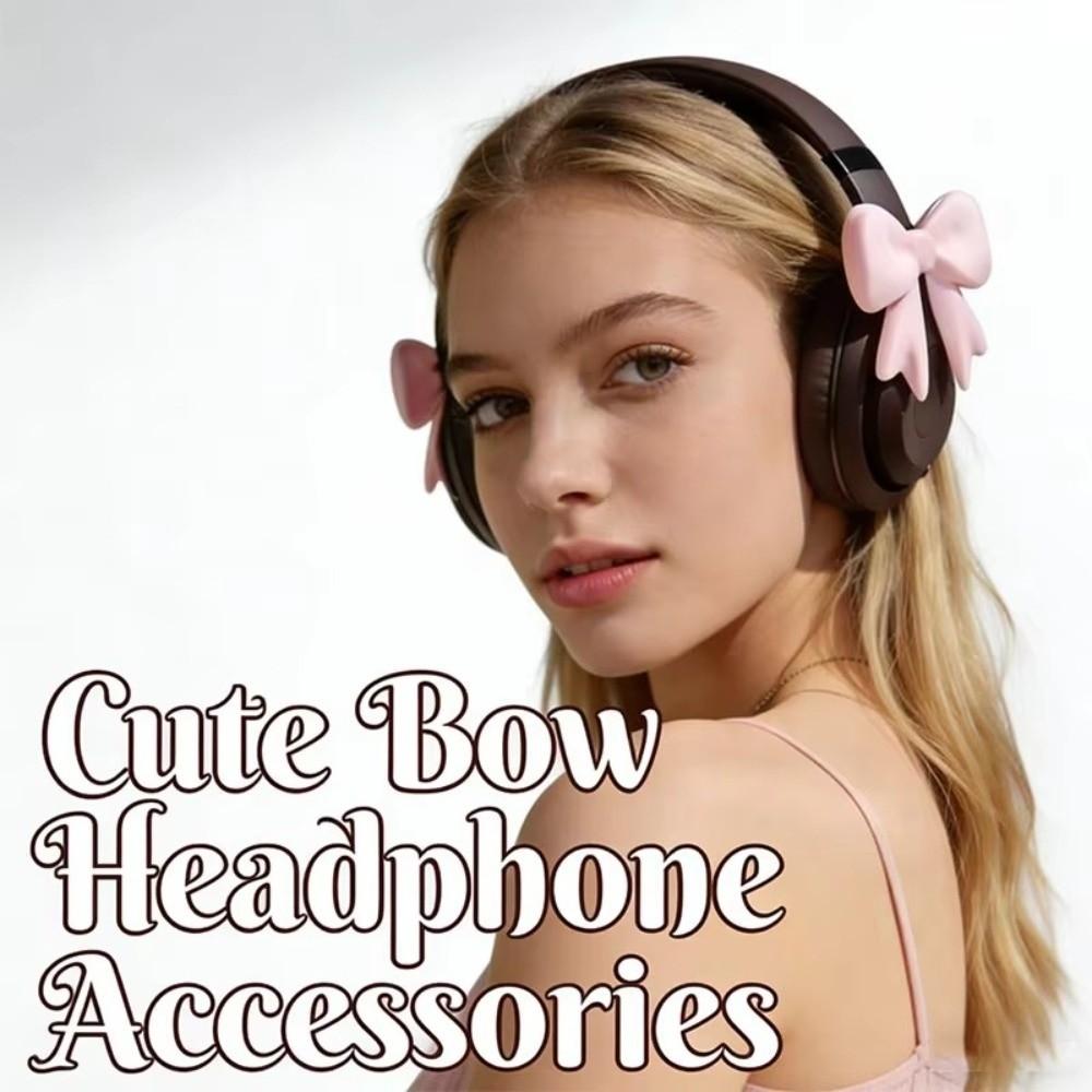DIY Silicone Bow Headphone Accessory Clip on 3D Bows Decor for Earphone Headphone Clip Decor Women