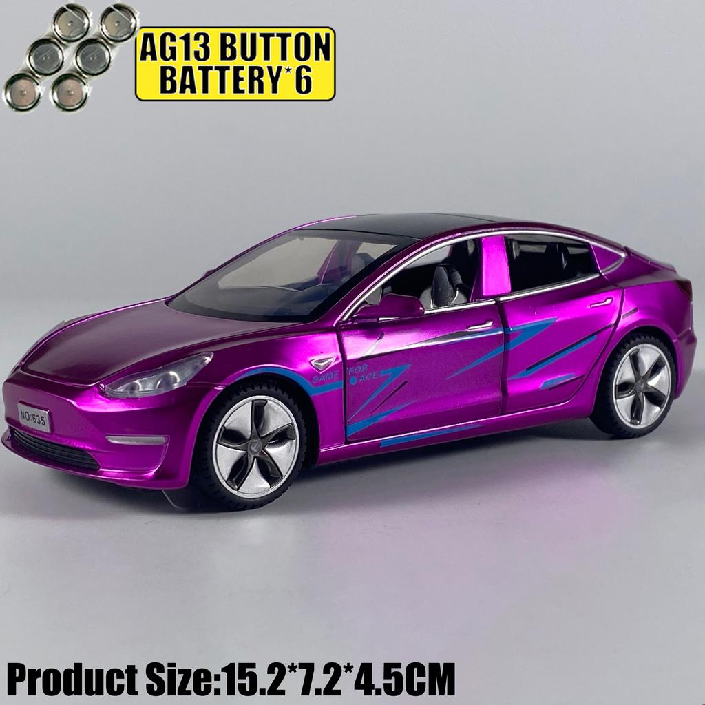 1:32 Model 3 Mid-size Luxury Sedan Alloy Metal Diecast Model Car Simulation Miniature Holiday Present & Home Trendy Ornament Toy