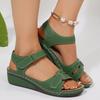 2025 Foreign Trade Summer Women's Thick-soled Wedge Heel Sandals Large Size Fish Mouth Wear One-word Wedge Heel Thick-soled Sandals
