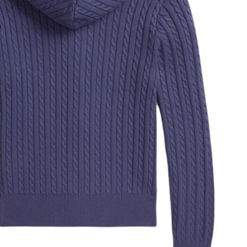 Polo Ralph Lauren Hettegenser FW25 Ensfarget Logo Broderi Strikket Hettegenser Barn hettegensere Mørkeblå CWPOSWEG6820546-400