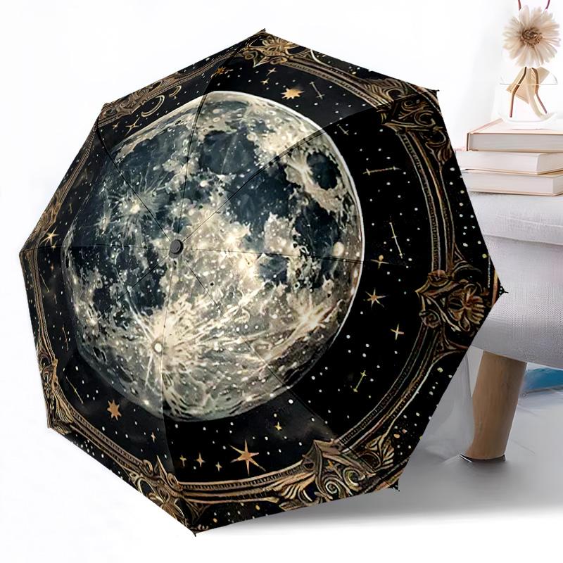 Astrological Horoscope Wheel Outdoor Automatic Umbrella Retractable Design with 8-Rib Durability Lightweight Perfect Gift for Friends Family