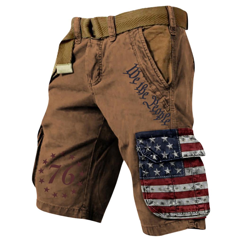 Men's Summer Printed Outdoor Shorts Men's Loose Multi-Pocket Shorts