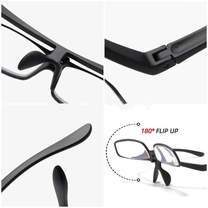 Trendy Unisex Flip-Up Presbyopia Eyeglasses Fashionable Blue Light Protection Reading Glasses New Design Far-sight Prescription