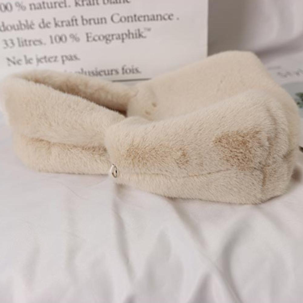 Faux Mink Fur Handbag – Soft Plush Tote, 2 Colors, From Korea