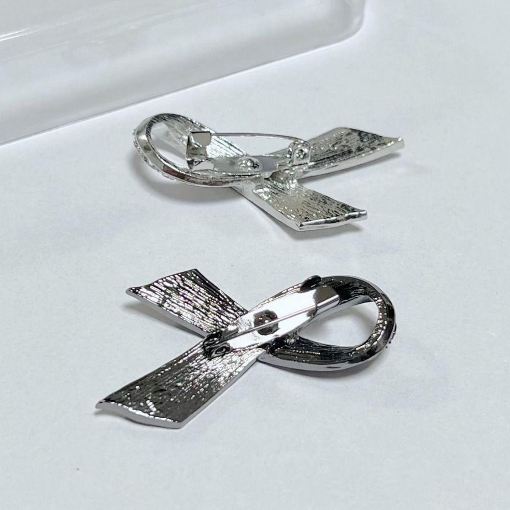 Black Memorial Black Badge Souvenir Funeral Black Ribbon Brooch Pin Alloy Rhinestones Mourning Badge For Funerals and Mourning
