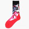 European & American Creative Oil Painting Mid-Calf Socks: Trendy Autumn/Winter High-Tube Cotton Socks