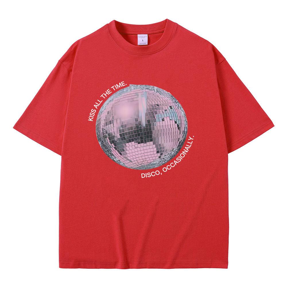 Kiss All The Time Disco Occasionally Graphic Tshirts Men Women Hip Hop Fashion Trend T Shirts Unisex Y2k Oversized Streetwear