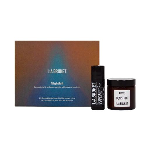 La Bruket Goodnight Lip Balm   Beach Fire Candle Set  Nightfall Kit 