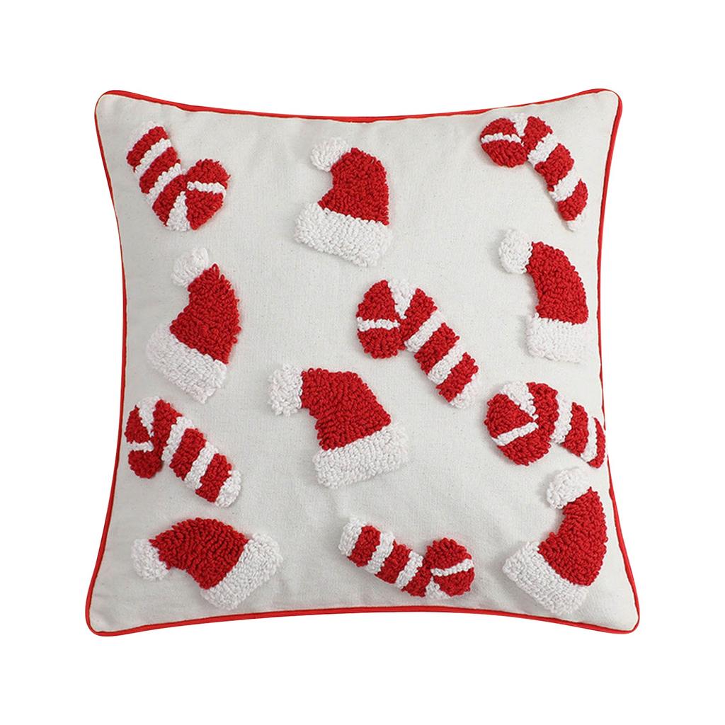 Christmas Theme Printing Tufted Pillow Cover Three-dimensional Pillow Cover Pillow Cushion, Christmas Home Decorations Pillow