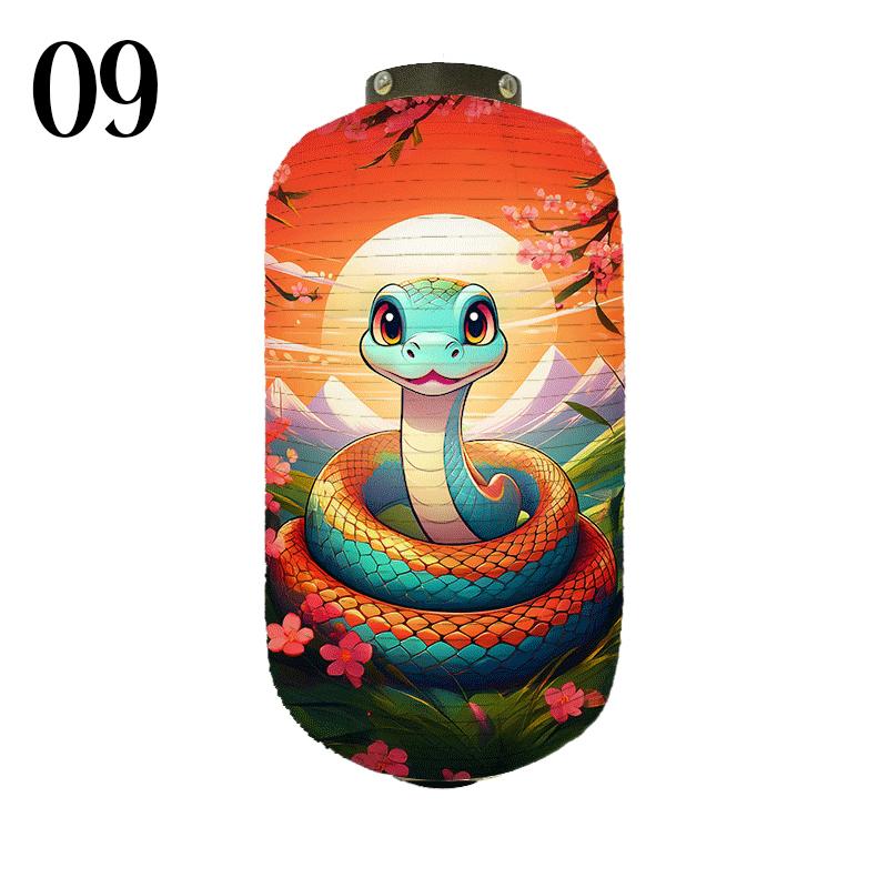 Japanese Style Cloth Lantern New Year Festival Mascots Zodiac Snake Printed Lantern Sushi Shop Bistro Restaurant Decor Ornaments