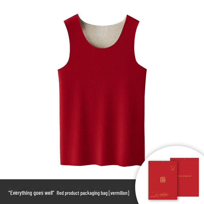 Men's Silk Wool Seamless Thermal Vest - Thickened Velvet, Sleeveless, Autumn/Winter Wear