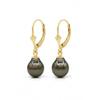 Earrings - Pearls & Colors - Genuine Tahitian Pearls - 8-9 Mm - Yellow Gold 375/1000 - Woman