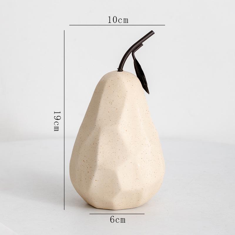 Ceramic Crafts Pear Sculpture Geometric Surface Apple Pear Statue Home Decor Pear Apple Ceramic Decor Abstract Fruit Ornaments
