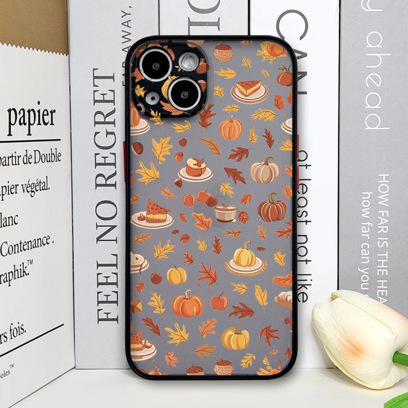 Cartoon Autumn Maple Leaf Pumpkin Coffee Phone Case for Samsung Galaxy S25 Ultra S24 Fe S23 S22 Plus S21FE Shockproof Soft Cover