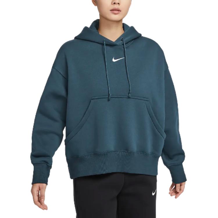 

Nike Sportswear Phoenix Fleece Comfortable Loose Hooded Long Sleeve Sweatshirt Women tops Deep-Sea-Blue Sail DQ5859-478 M