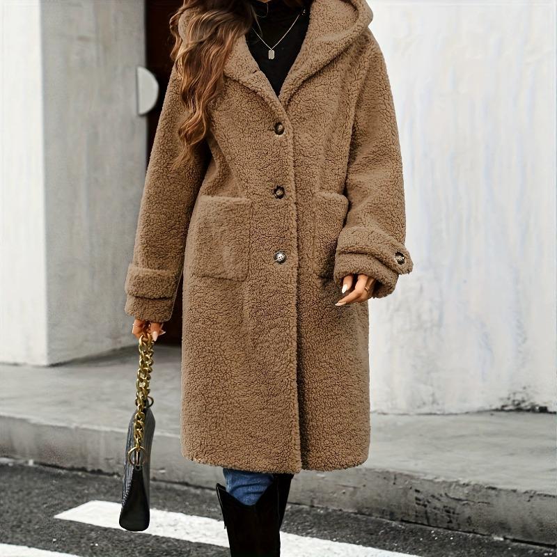 Hooded Teddy Fleece Ladies Coat Loose Mid-length Lamb Fleece Autumn and Winter Thickened Warm Coat