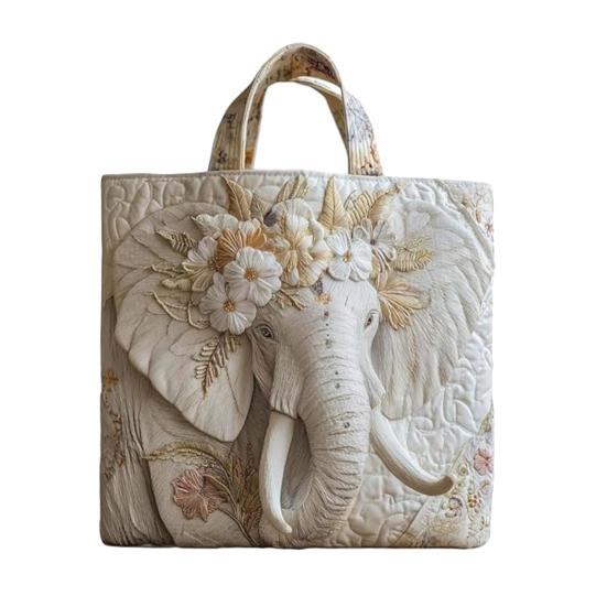 Gesteppte Tragetasche Retro-Print Stoff Pendler-Tote Vintage Leicht Faltbare Handtasche für Damen Tägliche Nutzung Reise Einkaufen