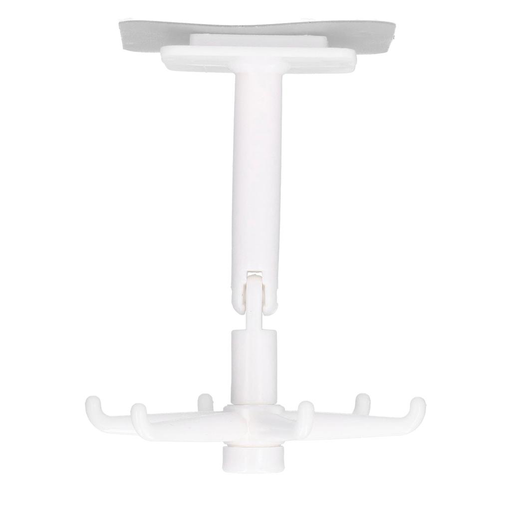 No Punch Unique Shape Hook Rotatable Storage Holder Wall Hanger for Home Bathroom(White )