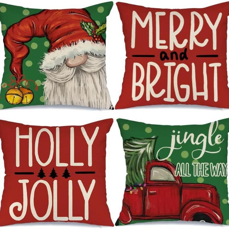 New Christmas Pillow Cover Linen Printed American Sofa Pillow Cover Pillow Cover