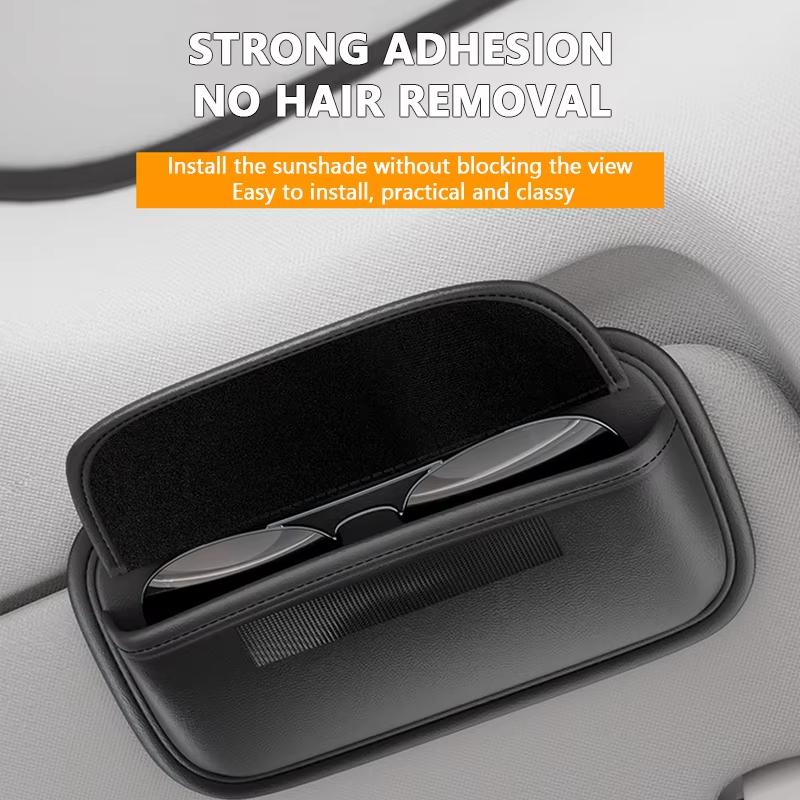Car Glasses Box PU Leather Portable Car Sunglasses Holder Car Driving Glasses Holder Eyeglass Case Sun Visor Car Lenses Holder